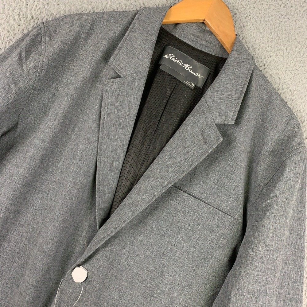 Eddie‎ Bauer Voyager Blazer Mens 46 Tall Gray Travel Jacket Stretch Breathable